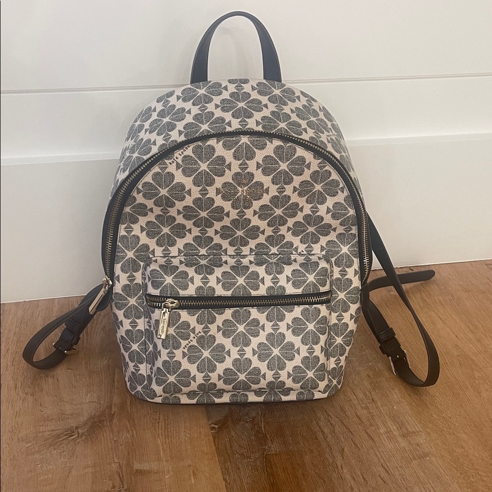 Kate Spade Black and Cream Floral Backpack